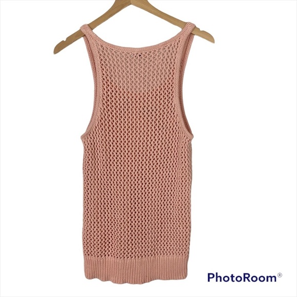 MADEWELL WALLACE Wellspring Open Knit Shell Pink Top Tank Small - Picture 3 of 10